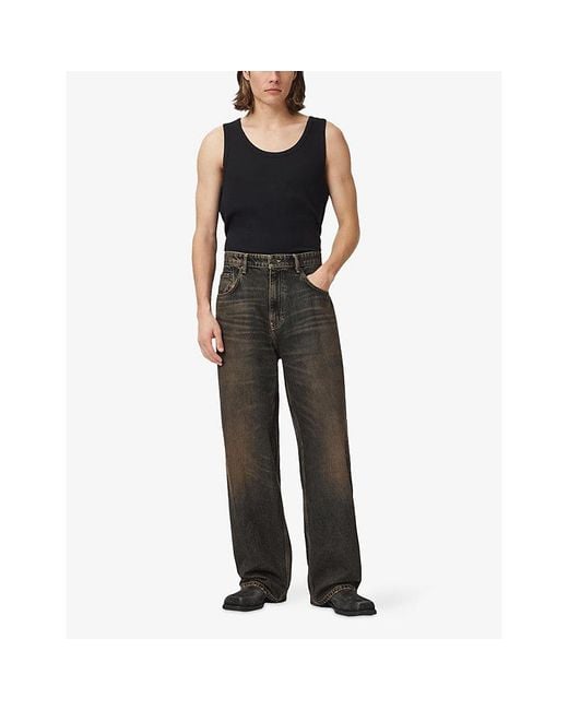 AllSaints Gray Rivet Slouchy-Fit Denim-Blend Jeans for men