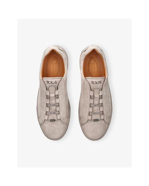Tod's White Allacciata Cassetta Suede Low-Top Trainers for men