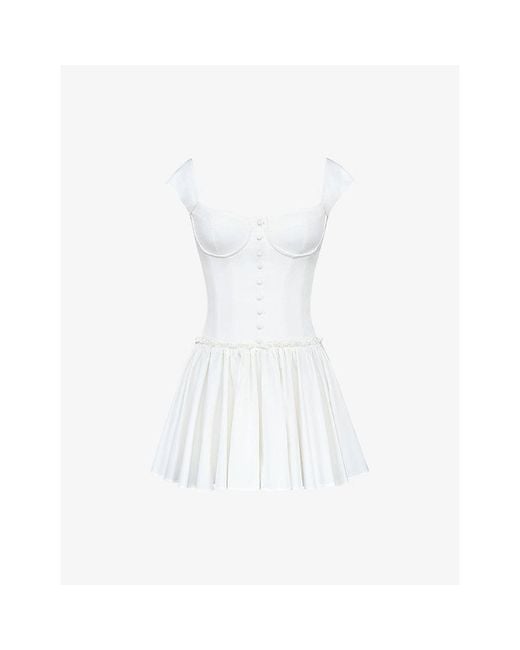 House Of Cb White Kaia Stretch-Cotton Mini Dress Xs (A-C Cup)