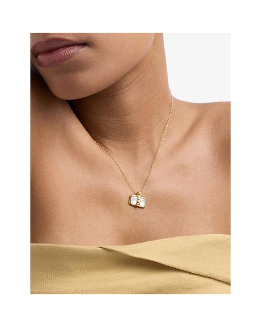 Astley Clarke Metallic Aurora Ridge Landscape 18Ct- Plated Sterling- Mother-Of-Pearl And Sapphire Pendant Necklace