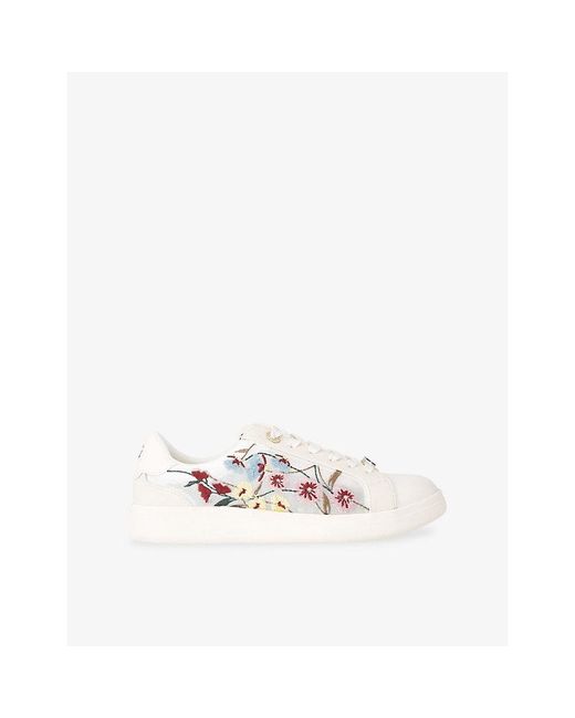 KG by Kurt Geiger White Eliza Embroidered Leather Trainers