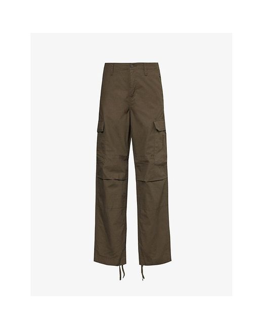 Carhartt Green Cargo-pocket Tapered-leg Cotton Trousers for men