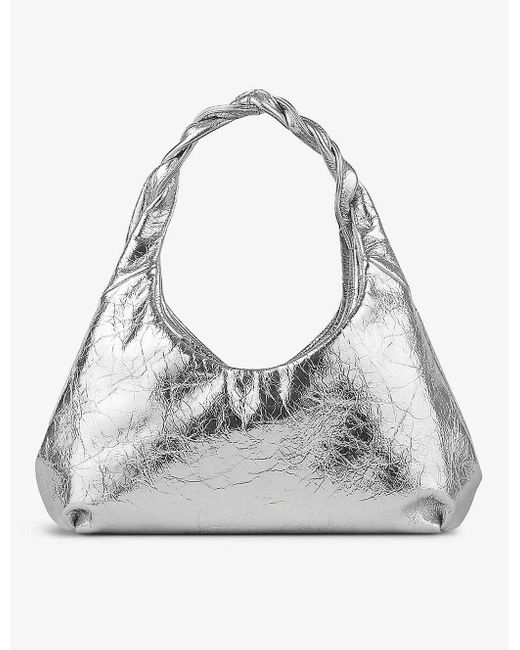 Sandro Gray Moonwalk Metallic-leather Baguette Bag