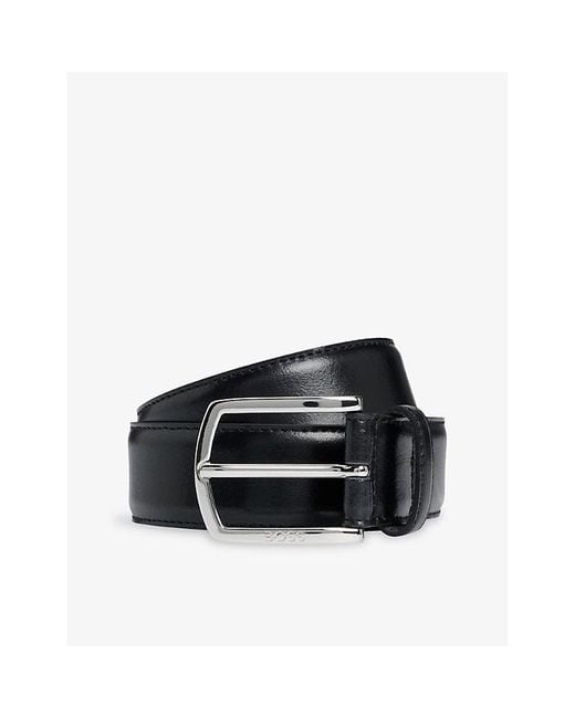 Boss Black Engraved Leather Belt for men