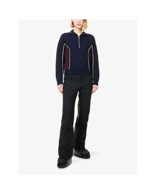 Fusalp Blue Mirala Stand-Collar Knitted Merino-Wool Jumper