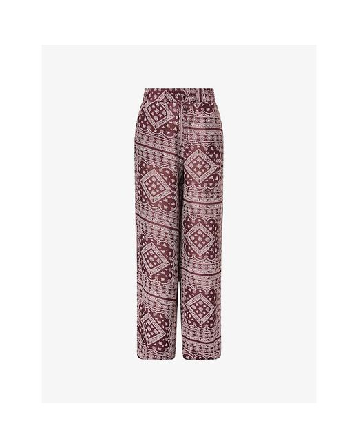 Veronica Beard Purple Sylvester Printed Cotton-Blend Trousers