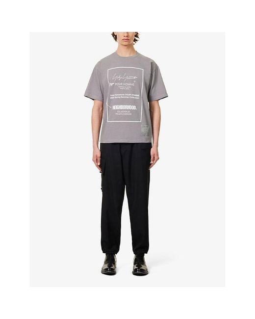 Yohji Yamamoto Gray X Neighborhood Graphic-print Cotton-jersey T-shirt X for men