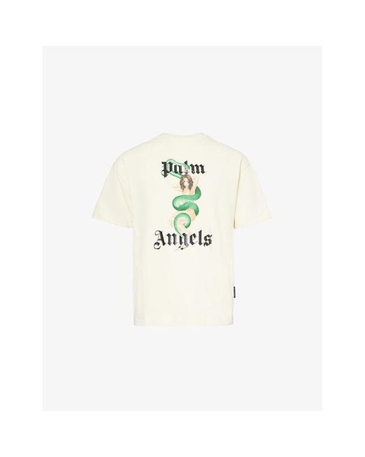 Palm Angels White Ivy Pin Up Graphic-Print Cotton T-Shirt&Nbsp for men