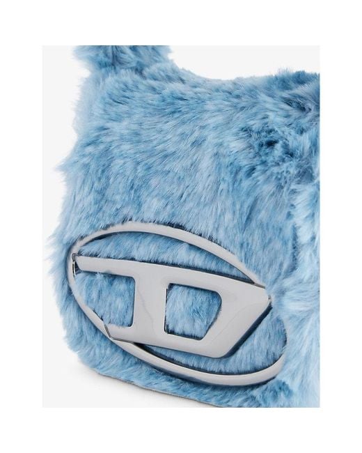 DIESEL Blue 1dr Xs Logo-plaque Faux-fur Cross-body Bag