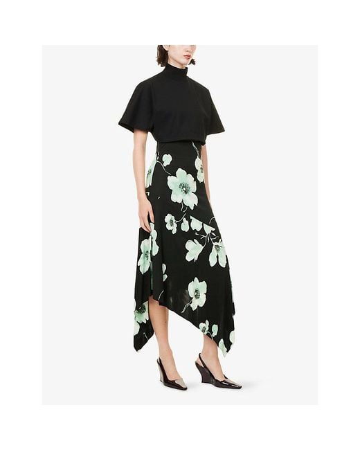 Alaïa Black Funnel-Neck Cropped Cotton T-Shirt