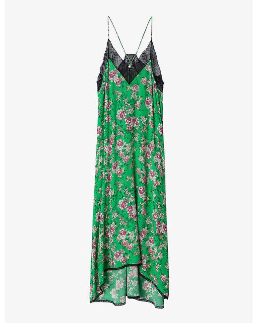 Zadig & Voltaire Green Ritsy Floral-print Woven Maxi Dress