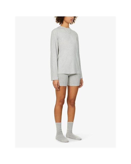 Skims White Boyfriend Oversized Stretch-jersey T-shirt