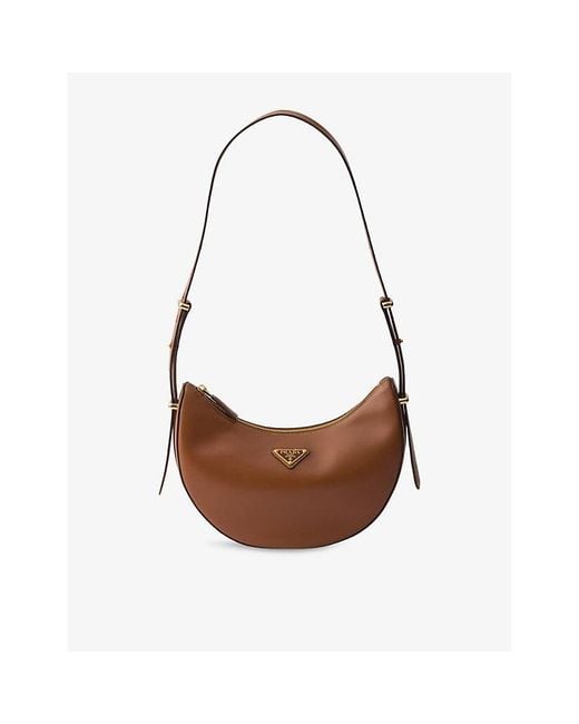 Prada Brown Arqué Small Leather Shoulder Bag