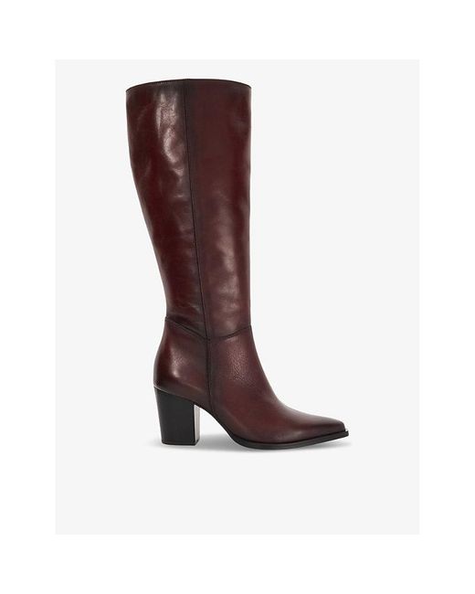 Dune Brown Silahs Western Knee-High Leather Boots