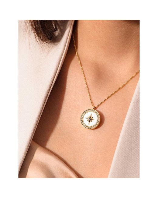 Astley Clarke Metallic Polaris Large 18Ct, Mother-Of-Pearl And Sapphire Locket Necklace