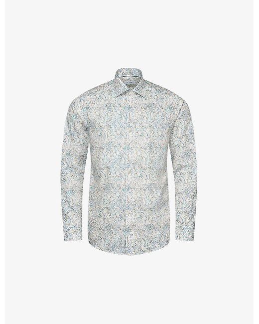 Eton of Sweden Gray Paisley-print Regular-fit Cotton-blend Shirt for men