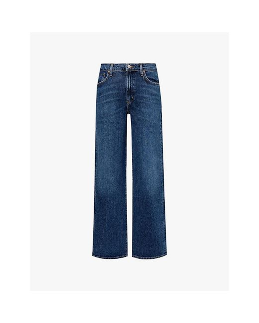 Agolde Blue Harper Branded-Hardware Straight-Leg Mid-Rise Jeans