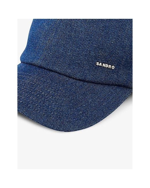 Sandro Blue Logo-embroidered Stretch-denim Cap for men