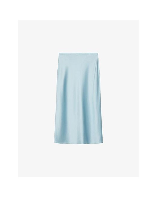 Joseph Blue Isaak High-rise Silk-satin Midi Skirt