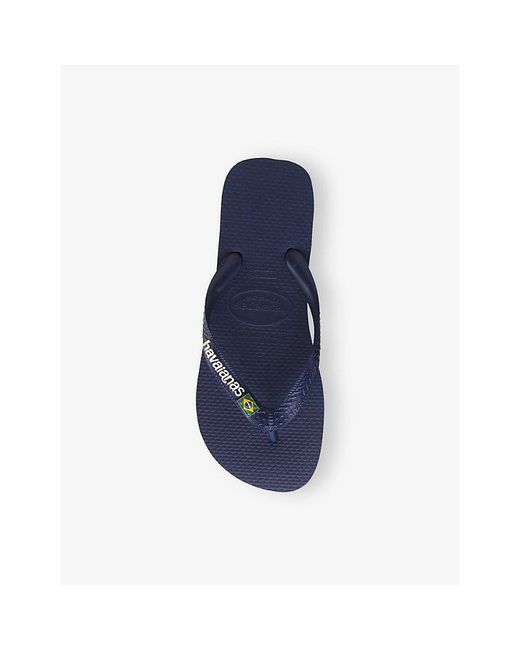 Havaianas Blue Brasil-Flag And Logo Rubber Flip Flops