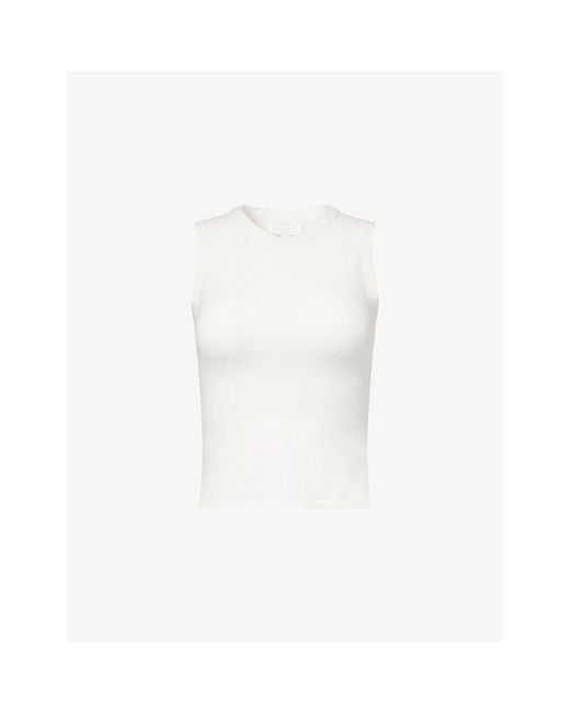 Sisterly Tribe White Cosy Soft Sleeveless Stretch-Cotton Tank Top