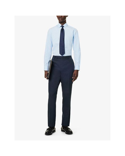Paul Smith Blue Tailored-fit Cotton Shirt for men