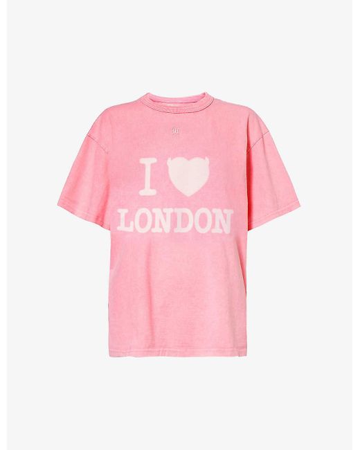 M I S B H V Pink London Logo-print Cotton-jersey T-shirt