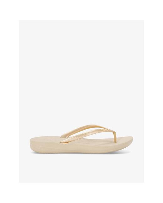 Fitflop Natural Iqushion Branded Rubber Flip Flops