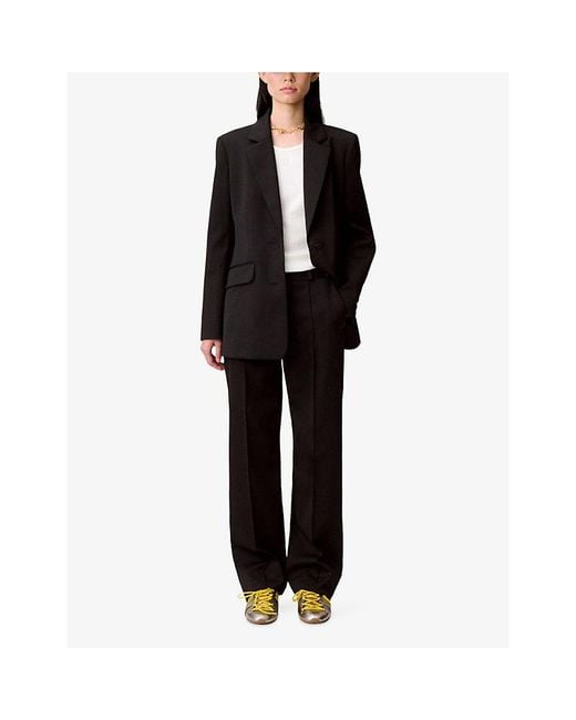 Claudie Pierlot Black Tailored Straight-Leg Woven Trousers