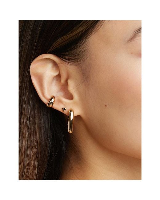 Astrid & Miyu Metallic Heart 18Ct-Plated Sterling- Stud Earrings