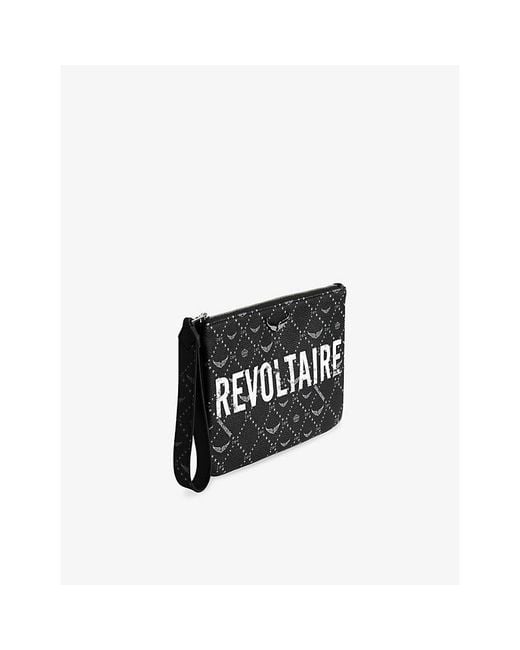 Zadig & Voltaire Black Revoltaire Z Monogram Faux-Leather Pouch