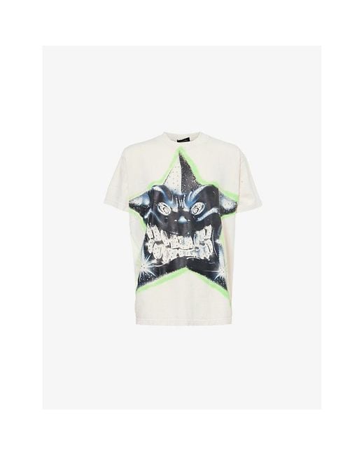 HELLSTAR White Graphic-Print Distressed Cotton-Jersey T-Shirt for men