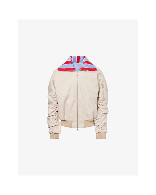 Charles Jeffrey Pink Knitted-Collar Cotton Bomber Jacket for men