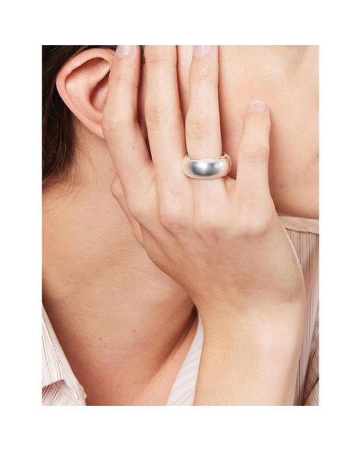 Annika Inez White Large Elongated Ellipse Sterling- Earrings