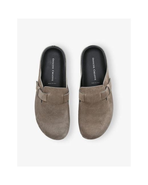 Officine Creative Gray Agorà 012 Suede Mules for men