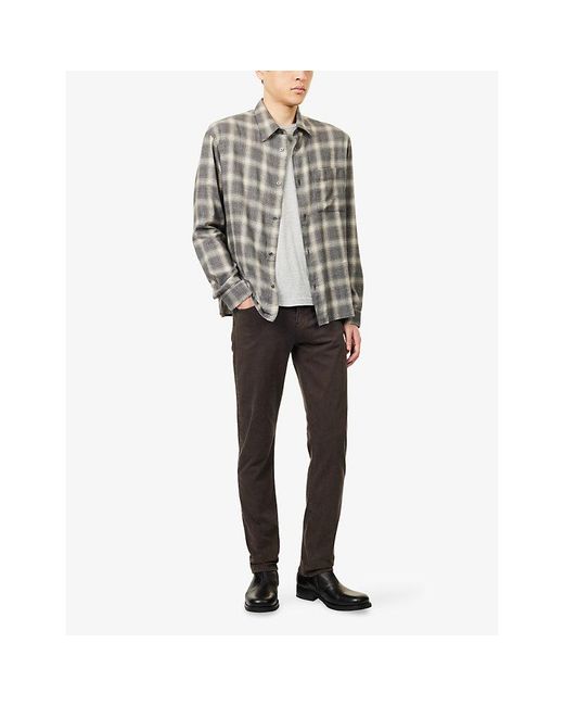 FRAME Gray Plaid Check-Print Cotton Shirt for men