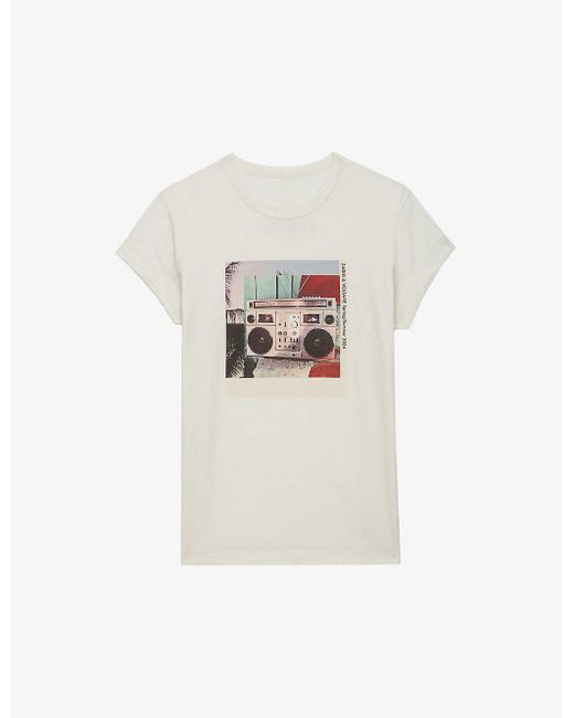 Zadig & Voltaire White Anya Graphic-print Short-sleeve Cotton T-shirt