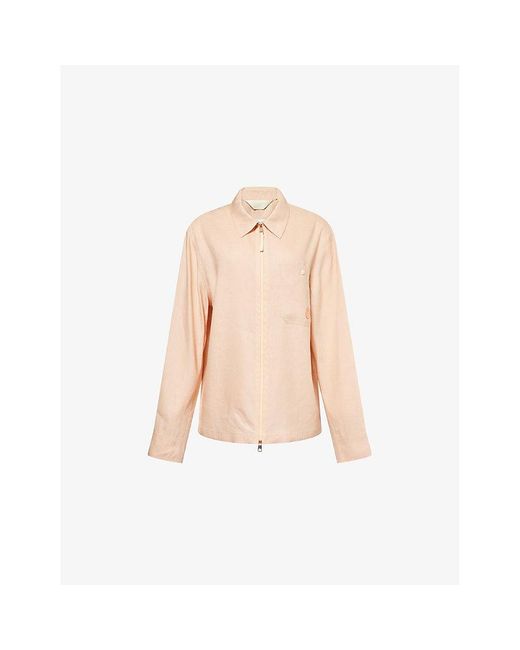 Moncler Genius Natural Moncler X Gilga Farm By Donald Glover Logo-Patch Linen-Blend Shirt for men