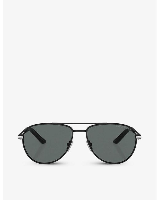 Prada Gray Pr A54s Pilot-frame Acetate Sunglasses