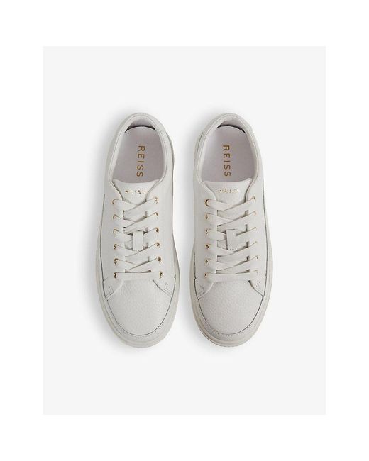 Reiss Gray Leanne Grained-leather Low-top Trainers