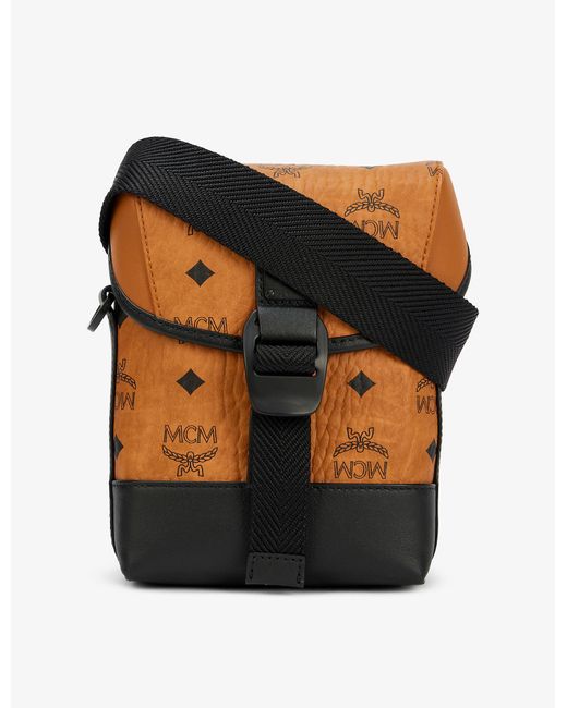 MCM Portuna Fauxleather Crossbody Bag in Cognac (Black) for Men