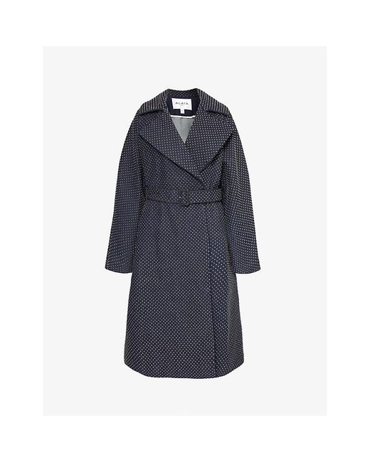 Alaïa Blue Studded Relaxed-fit Denim Trench Coat