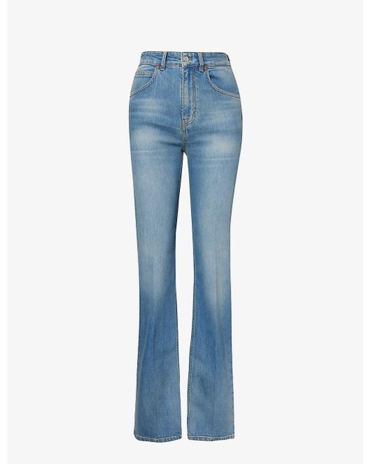 Victoria Beckham Blue Julia Straight-leg Mid-rise Stretch-denim Jeans