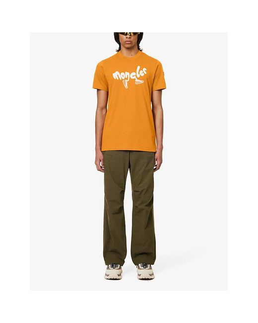 Moncler Orange Running Brand-print Cotton-jersey T-shirt X for men