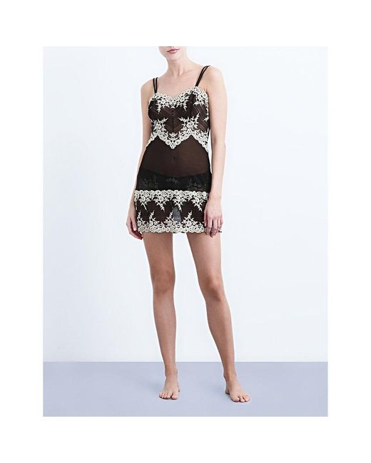 Wacoal Black Embrace Lace Stretch-Lace Chemise