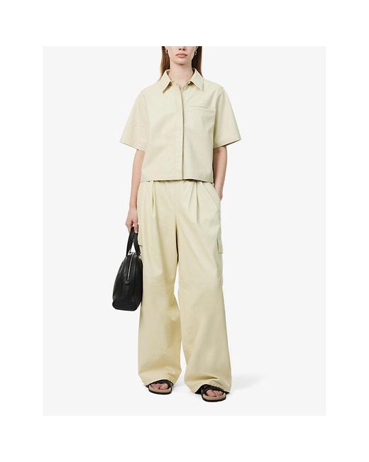 Yves Salomon Natural Wide-leg Relaxed-fit High-rise Leather Trousers