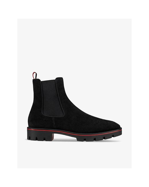 Christian Louboutin Black Alpinosol Contrast-Trim Suede Ankle Boots for men
