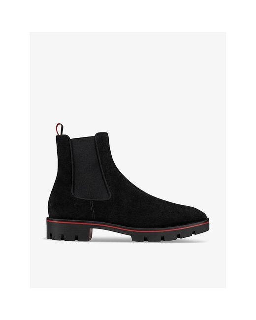 Christian Louboutin Black Alpinosol Contrast-trim Suede Ankle Boots for men