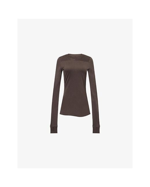 Rick Owens Brown Girder Long-Sleeves Cotton-Jersey T-Shirt