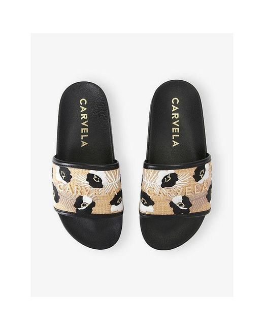 Carvela Kurt Geiger Multicolor Giorgia Flower Raffia Sliders